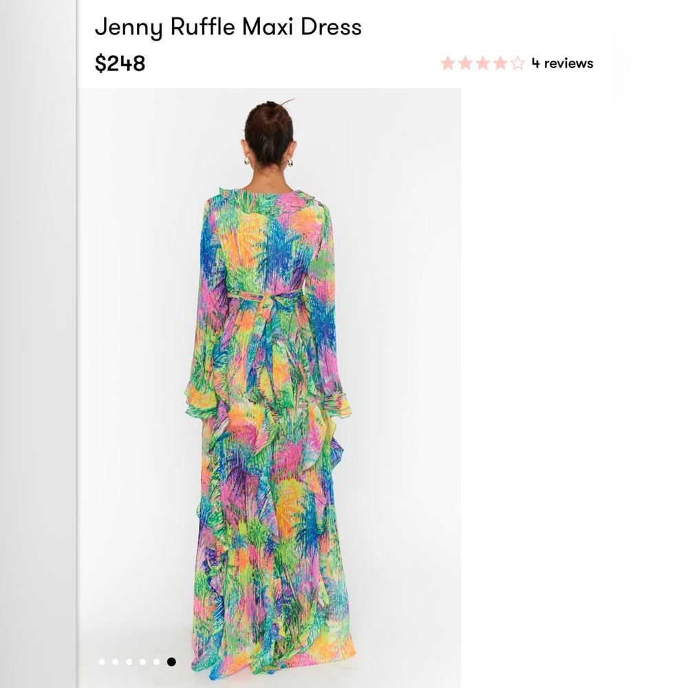 show me your mumu Jenny Ruffle Maxi Dress Small Vibrant colorful chiffon - Picture 2 of 8